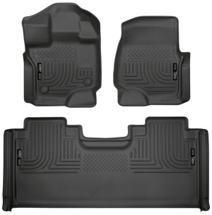 Ford F-150 SuperCab Floor Mats - Front + Rear - Husky Liners - WeatherBeater Series - Black - `15-`19 Ford F-150 SuperCab Floor Mats - Front + Rear - Husky Liners - WeatherBeater Series - Black - `15-`19
